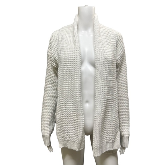 A New Day Off White Stretchy Waffle Knit Open Front Cardigan  Size S - Picture 2 of 10